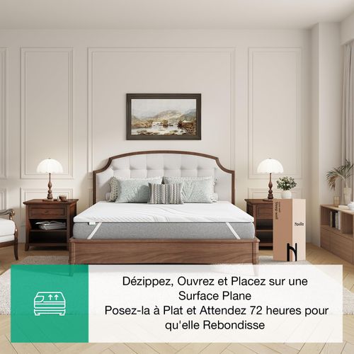 Surmatelas 120x190 Cm Nov, épaisseur 7.5 Cm Avec Mousse Mémoire De Forme En Gel