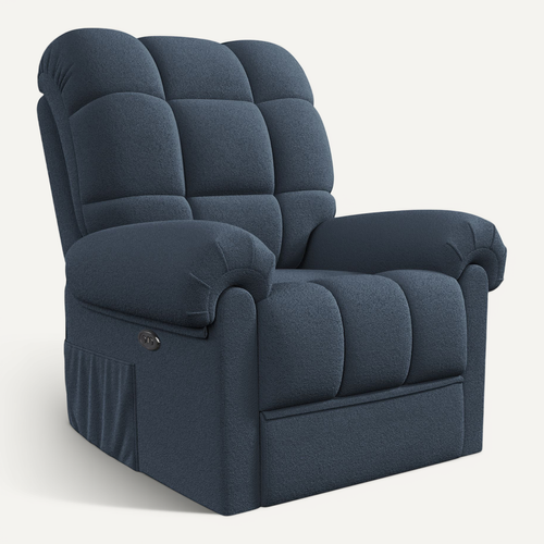 Fauteuil Relax électrique Avec Repose-pieds En Velours Teddy,bleu Gris