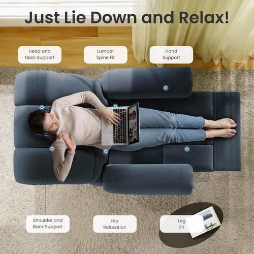Fauteuil Relax électrique Avec Repose-pieds En Velours Teddy,bleu Gris