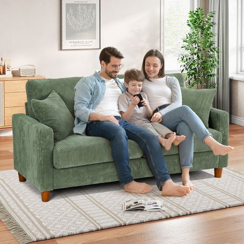 Canapé En Velours Côtelé 2 Places 178x76x89cm - Vert