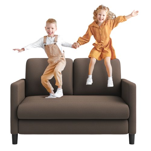 Canapé 2 Places En Velours Avec Accoudoirs 128x78x89 Cm- Marron