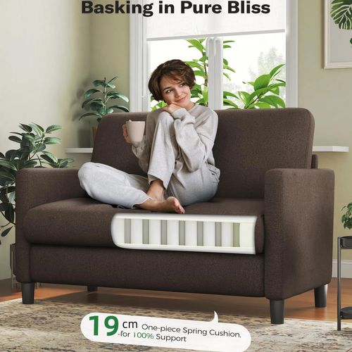 Canapé 2 Places En Velours Avec Accoudoirs 128x78x89 Cm- Marron