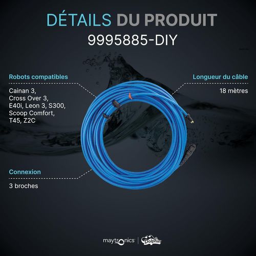 Cable D'alimentation 18m Pour Robot Dolphin S300 Et équivalent Voir Liste 9995885-diy