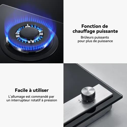 Plaque De Cuisson à Gaz Gh12bf 30cm, Plaque Gaz Encastrée 1 Feux, Gaz Naturel/gpl 3400w