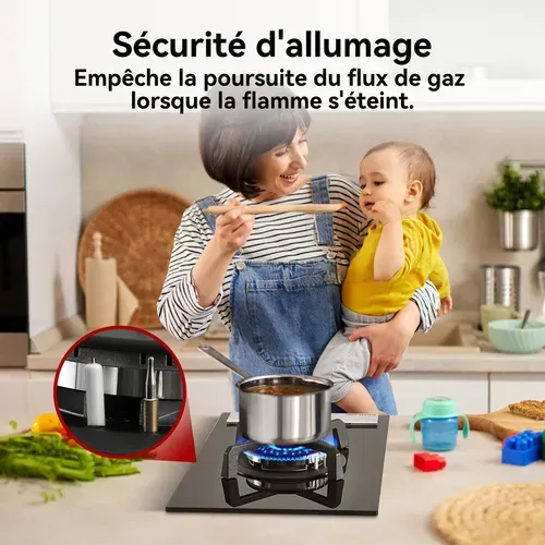 Plaque De Cuisson à Gaz Gh12bf 30cm, Plaque Gaz Encastrée 1 Feux, Gaz Naturel/gpl 3400w