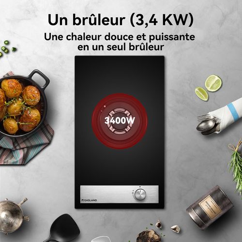 Plaque De Cuisson à Gaz Gh12bf 30cm, Plaque Gaz Encastrée 1 Feux, Gaz Naturel/gpl 3400w