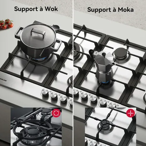 Plaque De Cuisson à Gaz Gh2905ss1fc Encastrable 5 Feux, Inox 90 Cm Brûleur Wok
