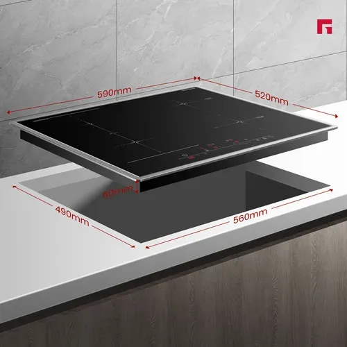 Plaque Induction Ih604bfb 4 Feux 7000 W, Encastrée 60cm, Revêtement Verre