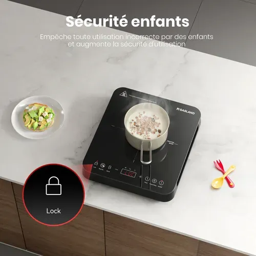 Plaque Induction Simple Ih271bta Mobile 1 Zone 27cm 2000w, 10 Niveaux De Température et puissance