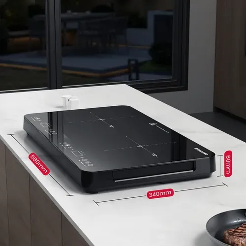 Plaque Induction Mobile Ih582bta 2 Zones 58 Cm 3500w, 10 Niveaux De Température et puissance Boost