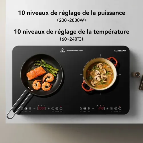 Plaque Induction Mobile Ih582bta 2 Zones 58 Cm 3500w, 10 Niveaux De Température et puissance Boost