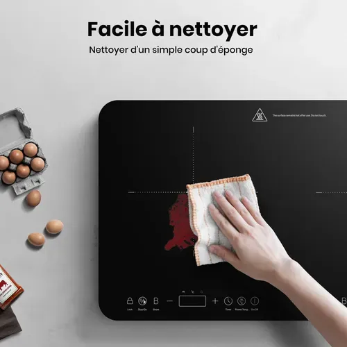 Plaque Induction Mobile Ih582bta 2 Zones 58 Cm 3500w, 10 Niveaux De Température et puissance Boost