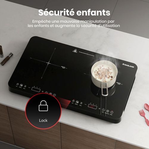 Plaque Induction Mobile Ih582bta 2 Zones 58 Cm 3500w, 10 Niveaux De Température et puissance Boost