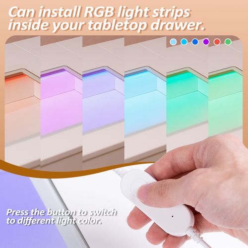 Coiffeuse avec Miroir à Éclairage LED RGB Dimmable Blanc 130cm 11 Tiroirs