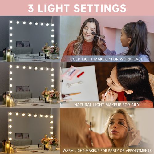 Coiffeuse avec Miroir à Éclairage LED RGB Dimmable Blanc 130cm 11 Tiroirs