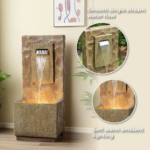 Fontaine Cascade Extérieure LED, 81cm, Marron