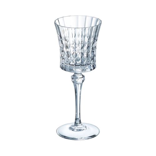 6 Verres à Pied 19cl Lady Diamond - Cristal D'arques - Verre Ultra Transparent Au Design Vintage
