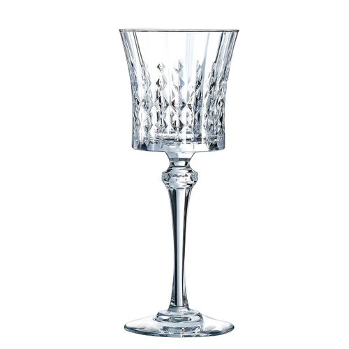6 Verres à Pied 19cl Lady Diamond - Cristal D'arques - Verre Ultra Transparent Au Design Vintage