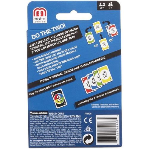 Dos Jeu De Cartes 2 A 4 Joueurs A Partir De 7 Ans Inspiré Du Célebre Jeu Uno