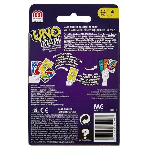 Uno Flip Jeu De Cartes Réversibles 2 A 10 Joueurs 7 Ans Et +