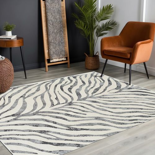 Tapis Zébré Bohème Gris Foncé/beige 120x170 Cm Cybele