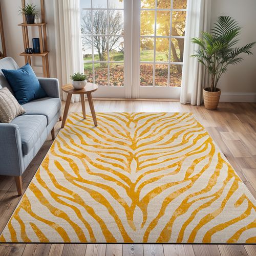 Tapis Zébré Bohème Jaune/beige 160x220 Cm Cybele