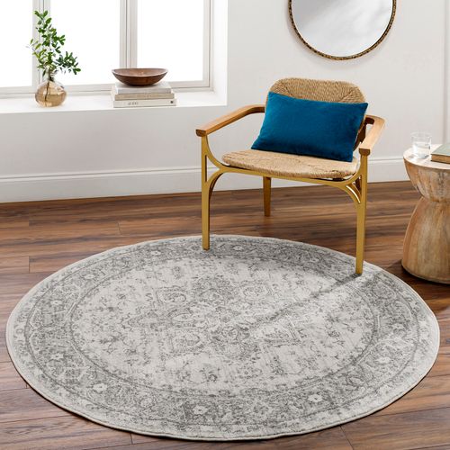 Tapis Rond Vintage Oriental Gris/blanc 200x275 Cm Farah