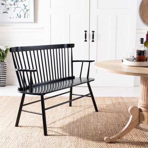 Banc Addison Noir Bois D'hevea 122 X 57 X 91 Cm