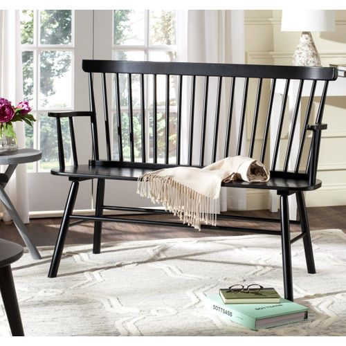 Banc Addison Noir Bois D'hevea 122 X 57 X 91 Cm