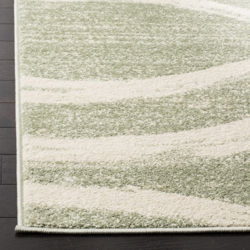 Tapis Adirondack 183 X 183 Cm Vague Moderne En Détresse Leocadia Vert