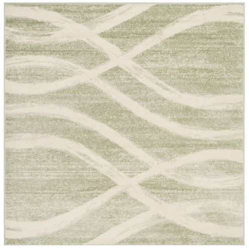 Tapis Adirondack 183 X 183 Cm Vague Moderne En Détresse Leocadia Vert