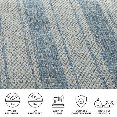 Tapis Cour 79 X 152 Cm Contemporain Rafal Gris Clair / Bleu