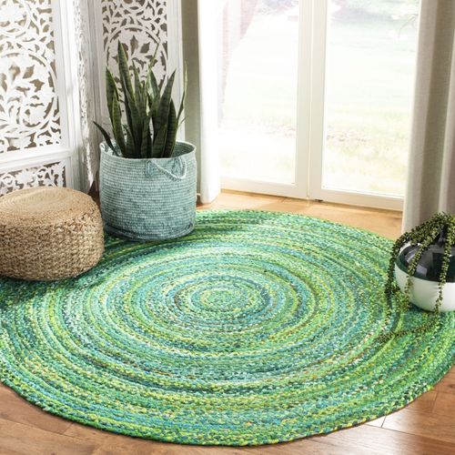 Tapis Braided 122 X 122 Cm Chalet De Campagne Quinley Vert