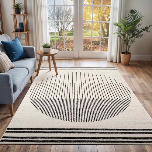 Tapis Scandinave Moderne Blanc/noir 130x170 Cm Enso