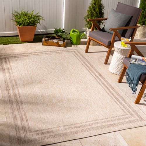 Tapis D'extérieur/intérieur Aspect Jute Beige/ivoire 160x213 Cm Georgia
