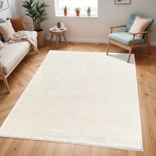 Tapis Shaggy Uni Beige Clair 160x213 Cm Claire
