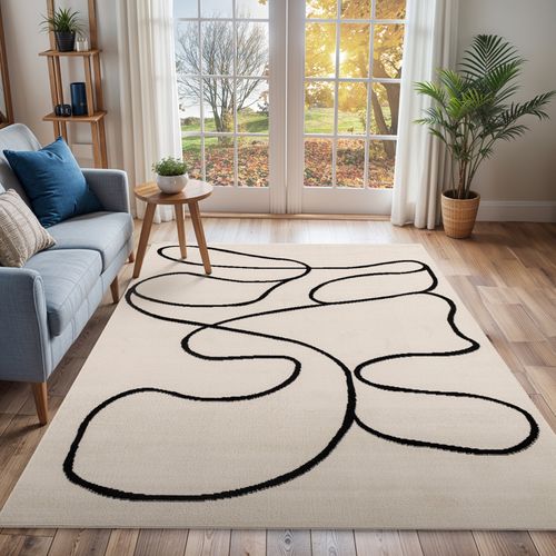 Tapis Scandinave Bohème Blanc/noir 152x213 Cm Lylou