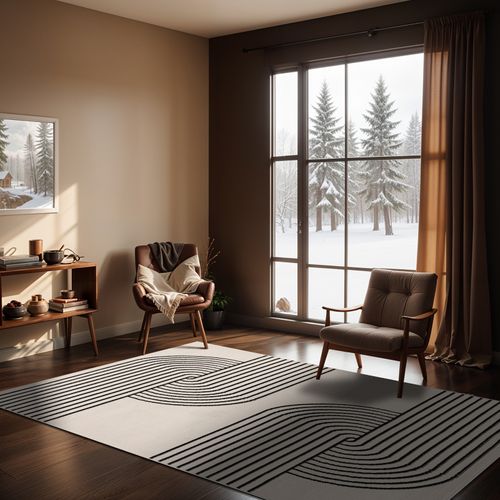 Tapis Scandinave Rétro Blanc/noir 200x275 Cm Constance