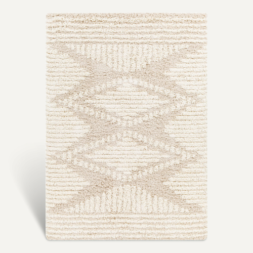 Tapis Shaggy Bohème Blanc/beige 160x220 Cm Nuria