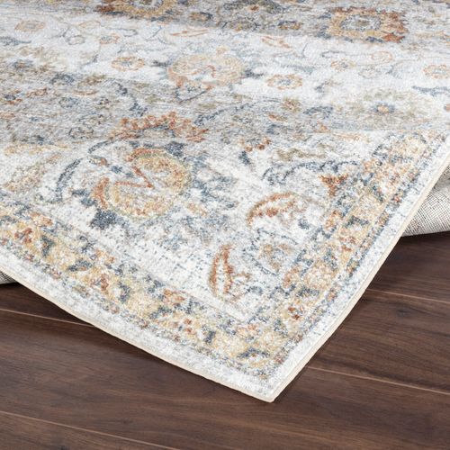 Tapis Vintage Lavable En Machine Gris/jaune 160x213 Cm Esther