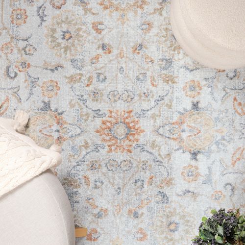 Tapis Vintage Lavable En Machine Gris/jaune 160x213 Cm Esther