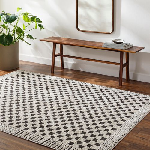Tapis Moderne à Motif Damier Noir 200x275 Cm Ekta