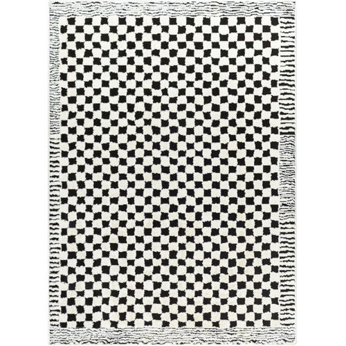Tapis Moderne à Motif Damier Noir 200x275 Cm Ekta