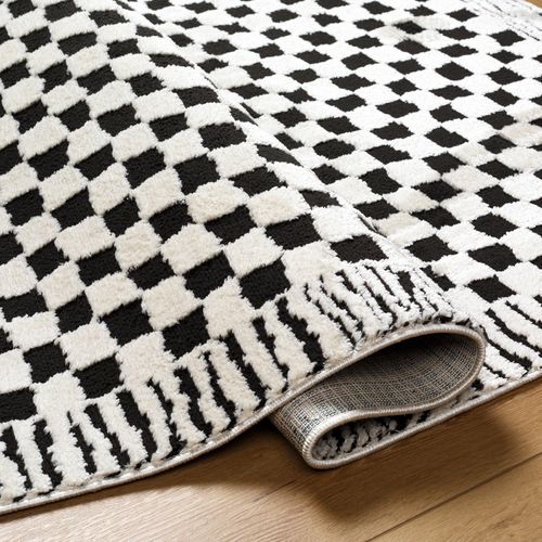 Tapis Moderne à Motif Damier Noir 200x275 Cm Ekta