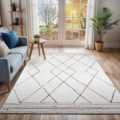 Tapis Berbère Ethnique Ivoire/terracotta 200x275 Cm Hannah