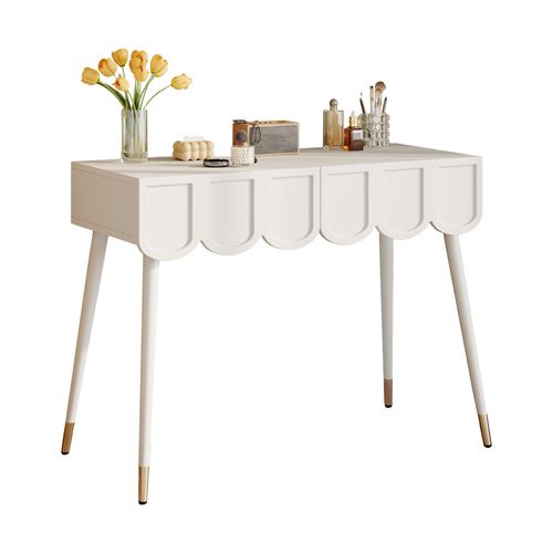 Coiffeuse Chambre 100x40x76cm Table De Maquillage 2 Tiroirs Cloud Style Moderne Minimaliste Blanc