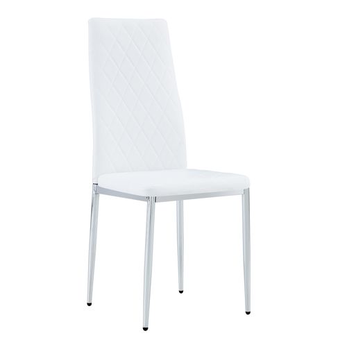Lot De 4 Chaises De Salle à Manger 38x38x98cm Chaises Cuisine Moderne Pieds Métalliques En Pu Blanc