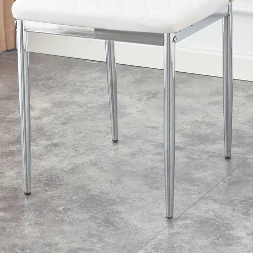 Lot De 4 Chaises De Salle à Manger 38x38x98cm Chaises Cuisine Moderne Pieds Métalliques En Pu Blanc
