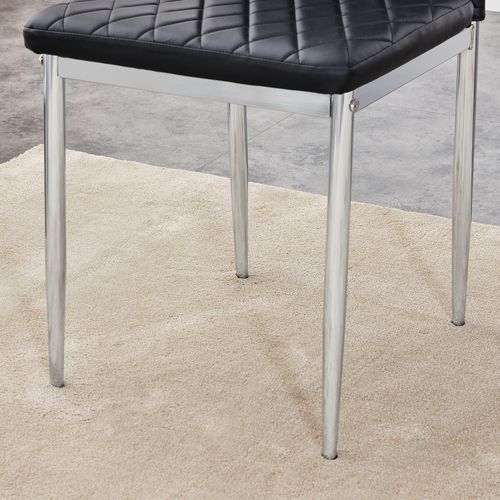 Lot De 4 Chaises De Salle à Manger 38x38x98cm Chaises Cuisine Moderne Pieds Métalliques En Pu Noir