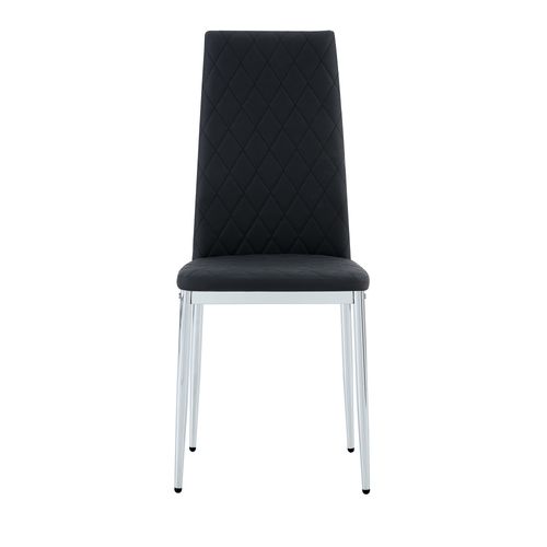 Lot De 4 Chaises De Salle à Manger 38x38x98cm Chaises Cuisine Moderne Pieds Métalliques En Pu Noir